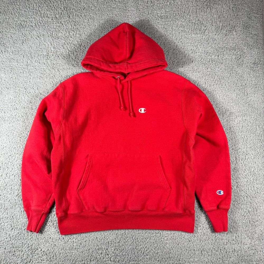 Champion Hoodie‎ Mens Large Red Reverse Weave Athleticwear Pocket Pullover